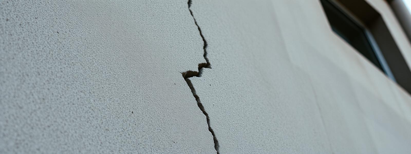 Fissure structurelle sur façade en béton — analyse expertise bâtiment